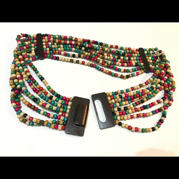 NWOT - Elastic Wood Bead Belt, Multicolor - Picture 4 of 7